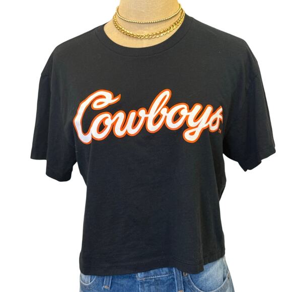 OKLAHOMA STATE UNIVERSITY OSU COWBOYS Cropped Tee T-Shirt Collegiate Gameday M - Picture 1 of 7